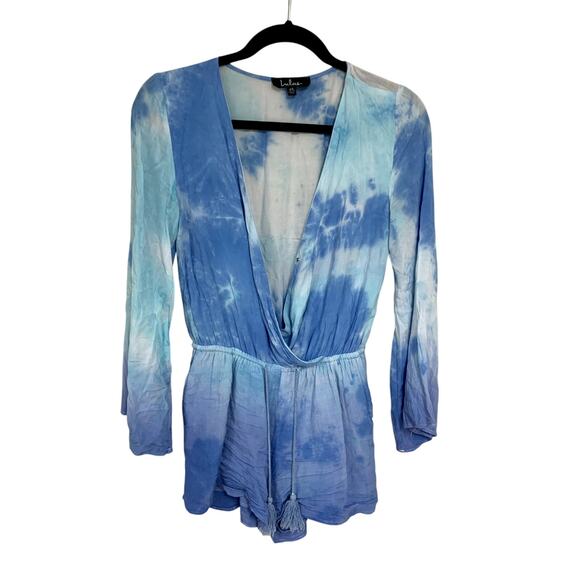 Lulu's Land and Sea light blue tie-dye long-sleeve romper size XS - Picture 1 of 9